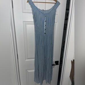 Ost Blue Gingham Maxi Dress